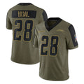 Yuxns LA.Chargers #28 Kimani Vidal Player Olive Salute To Service Limited Game Stitched Jerseys
