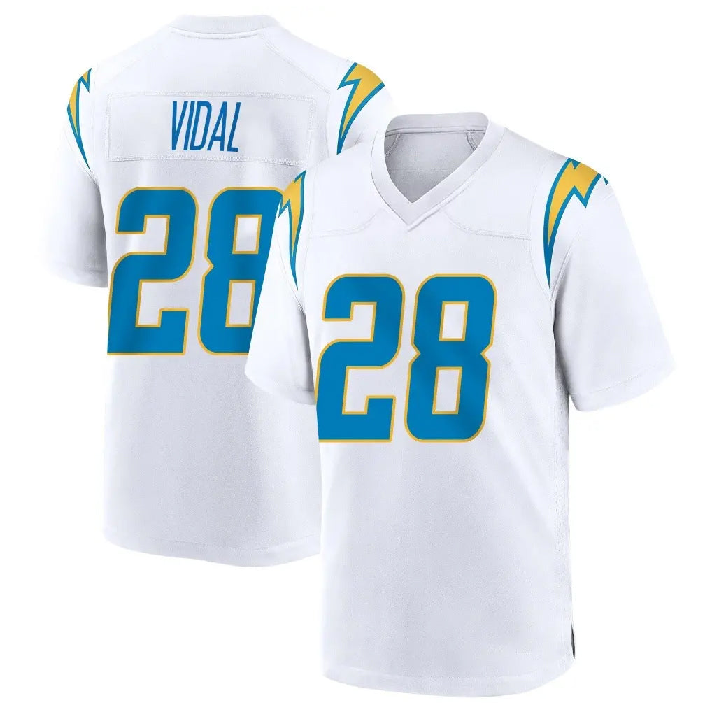 Yuxns LA.Chargers #28 Kimani Vidal Player White Home Game Stitched Jerseys