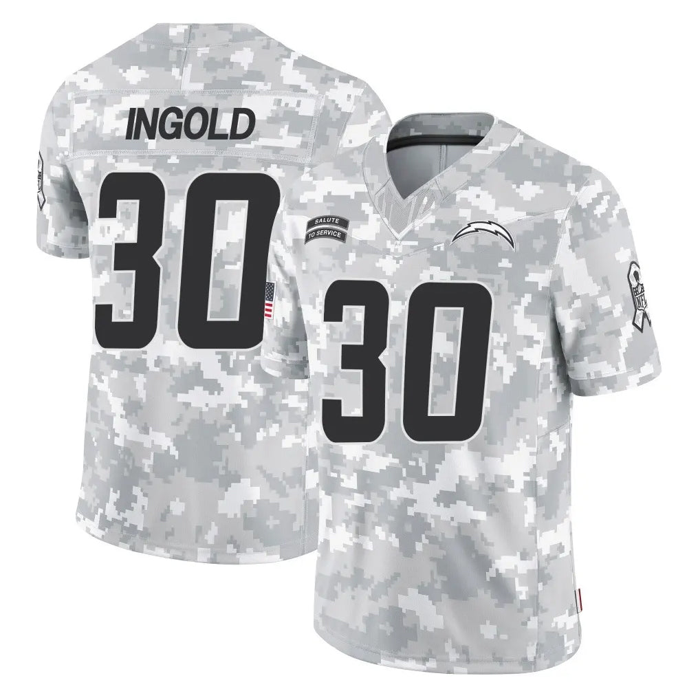 Yuxns LA.Chargers #30 Alec Ingold Player Arctic Camo Salute To Service Limited Game Stitched Jerseys