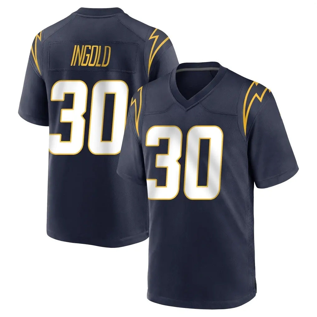 Yuxns LA.Chargers #30 Alec Ingold Player Navy Home Game Stitched Jerseys