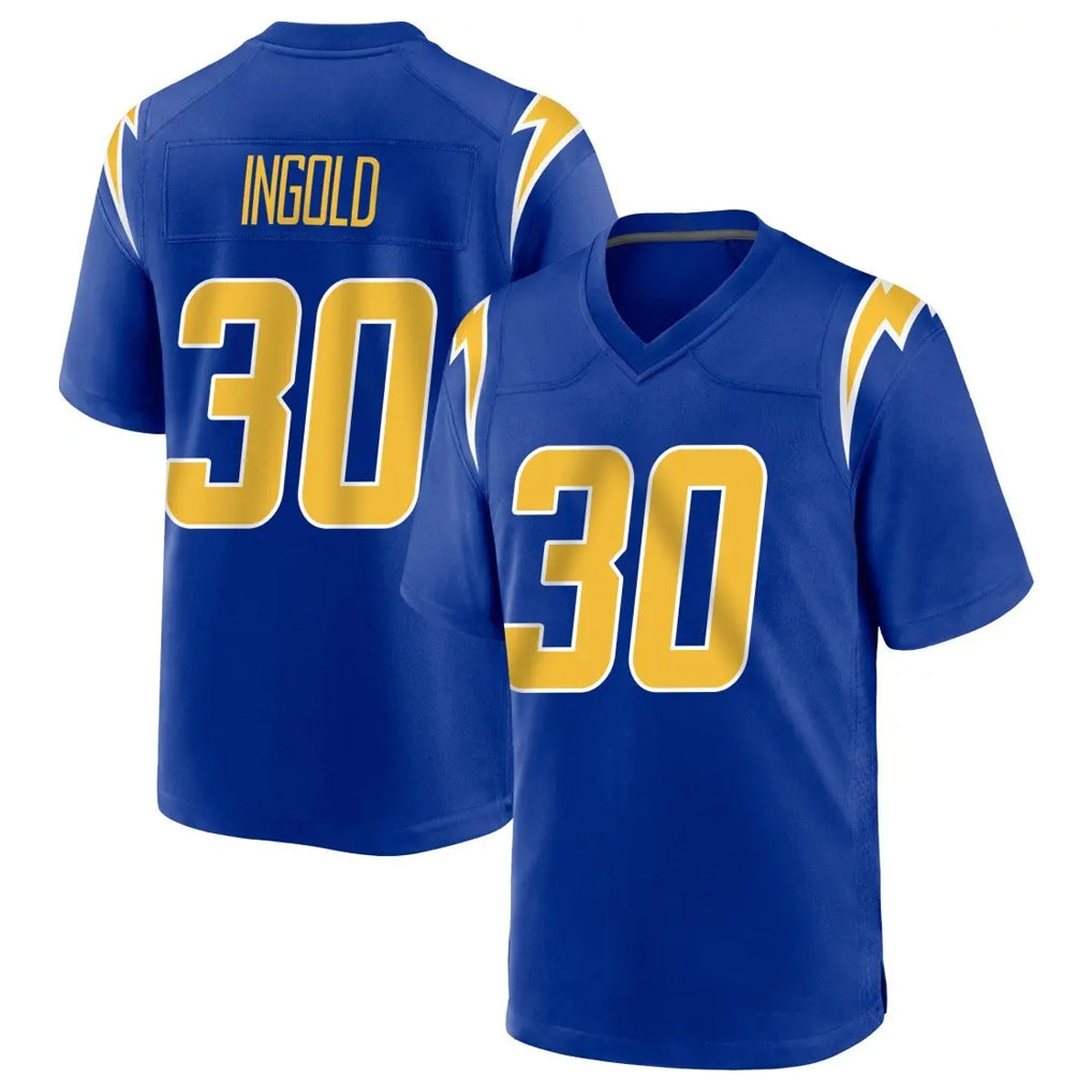 Yuxns LA.Chargers #30 Alec Ingold Player Royal Home Game Stitched Jerseys