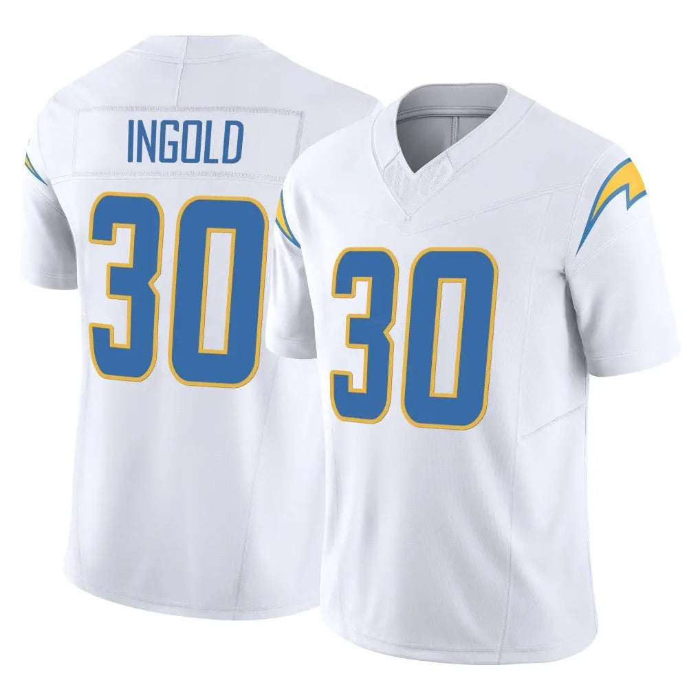 Yuxns LA.Chargers #30 Alec Ingold Player White Limited Vapor F.U.S.E. Home Game Stitched Jerseys