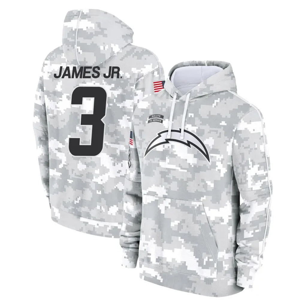 Yuxns LA.Chargers #3 Derwin James Jr. Player Arctic Camo Salute to Service Hoodies Limited Game Stitched Jerseys
