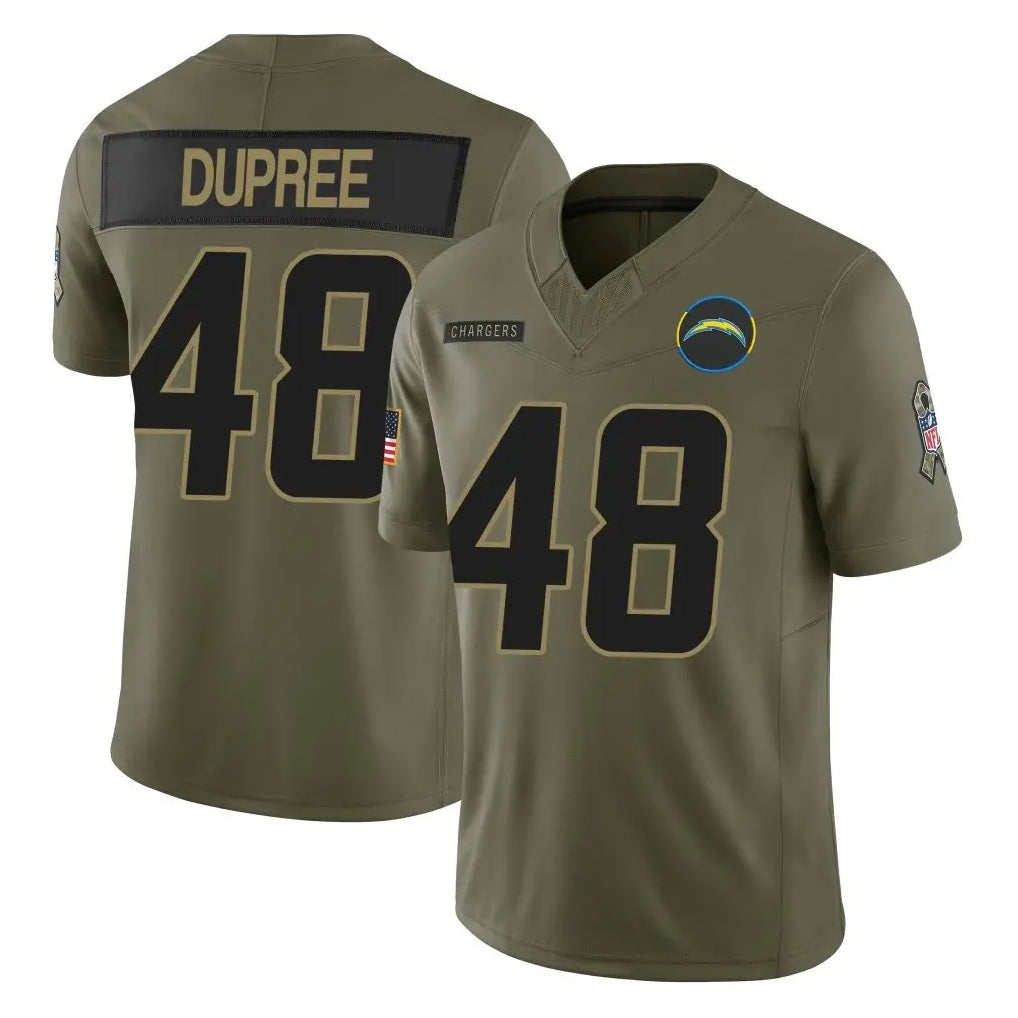 Yuxns LA.Chargers #48 Bud Dupree Player Olive 2025 Salute To Service Limited Game Stitched Jerseys