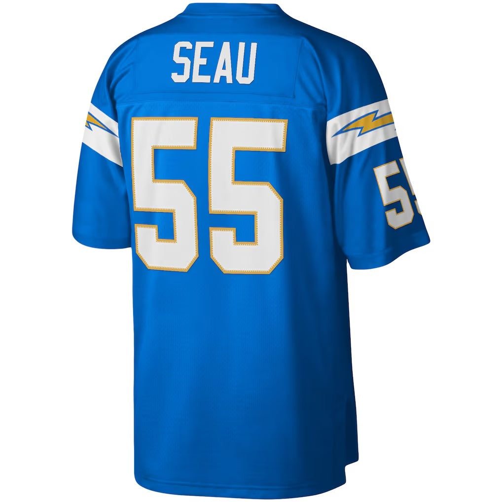Yuxns LA.Chargers #55 Junior Seau Mitchell & Ness Powder Blue Legacy Replica Stitched Jerseys