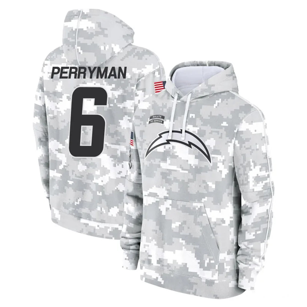 Yuxns LA.Chargers #6 Denzel Perryman Player Arctic Camo Salute to Service Hoodies Limited Game Stitched Jerseys