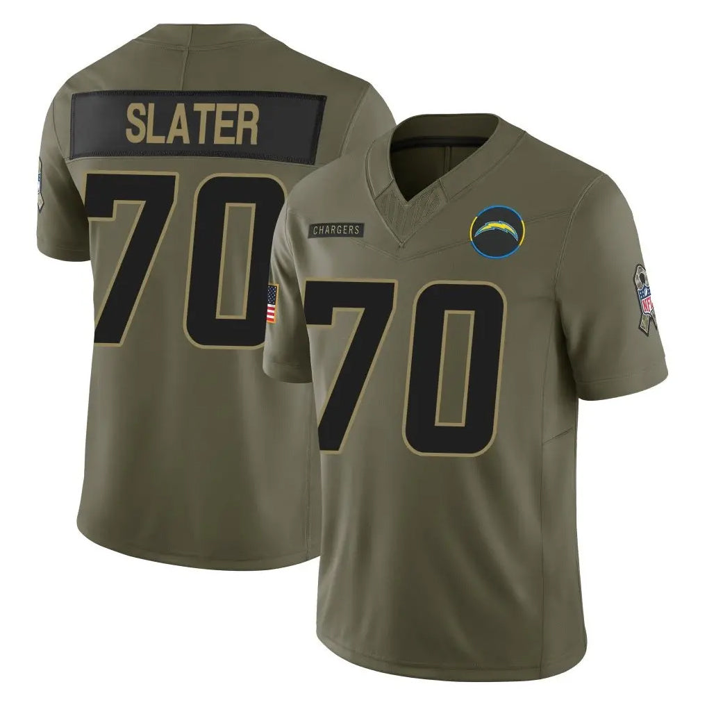 Yuxns LA.Chargers #70 Rashawn Slater Player Olive 2025 Salute To Service Limited Game Stitched Jerseys
