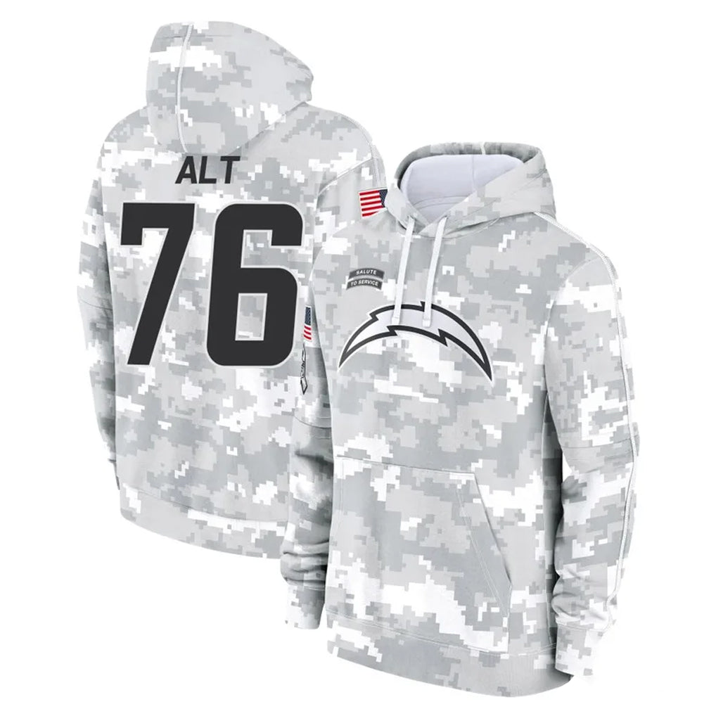 Yuxns LA.Chargers #76 Joe Alt Player Arctic Camo Salute to Service Hoodies Limited Game Stitched Jerseys