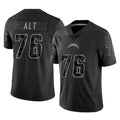 Yuxns LA.Chargers #76 Joe Alt Player Black Limited Reflective Home Game Stitched Jerseys