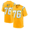 Yuxns LA.Chargers #76 Joe Alt Player Gold Home Game Stitched Jerseys