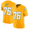 Yuxns LA.Chargers #76 Joe Alt Player Gold Limited Vapor F.U.S.E. Home Game Stitched Jerseys