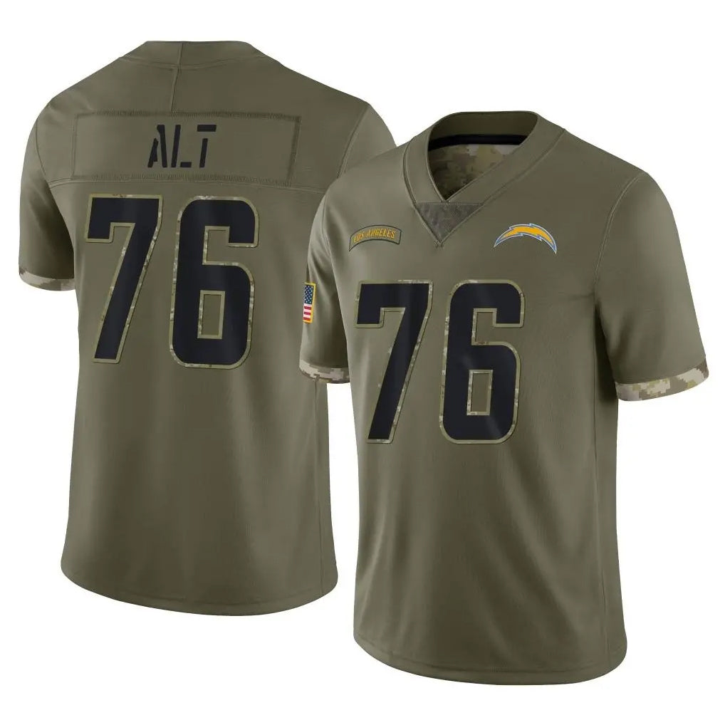 Yuxns LA.Chargers #76 Joe Alt Player Olive Salute To Service Limited Stitched Jerseys