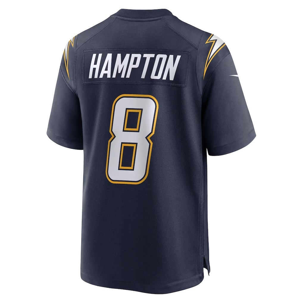 Yuxns LA.Chargers #8 Omarion Hampton Navy Alternate Super Chargers Game Player Stitched Jerseys