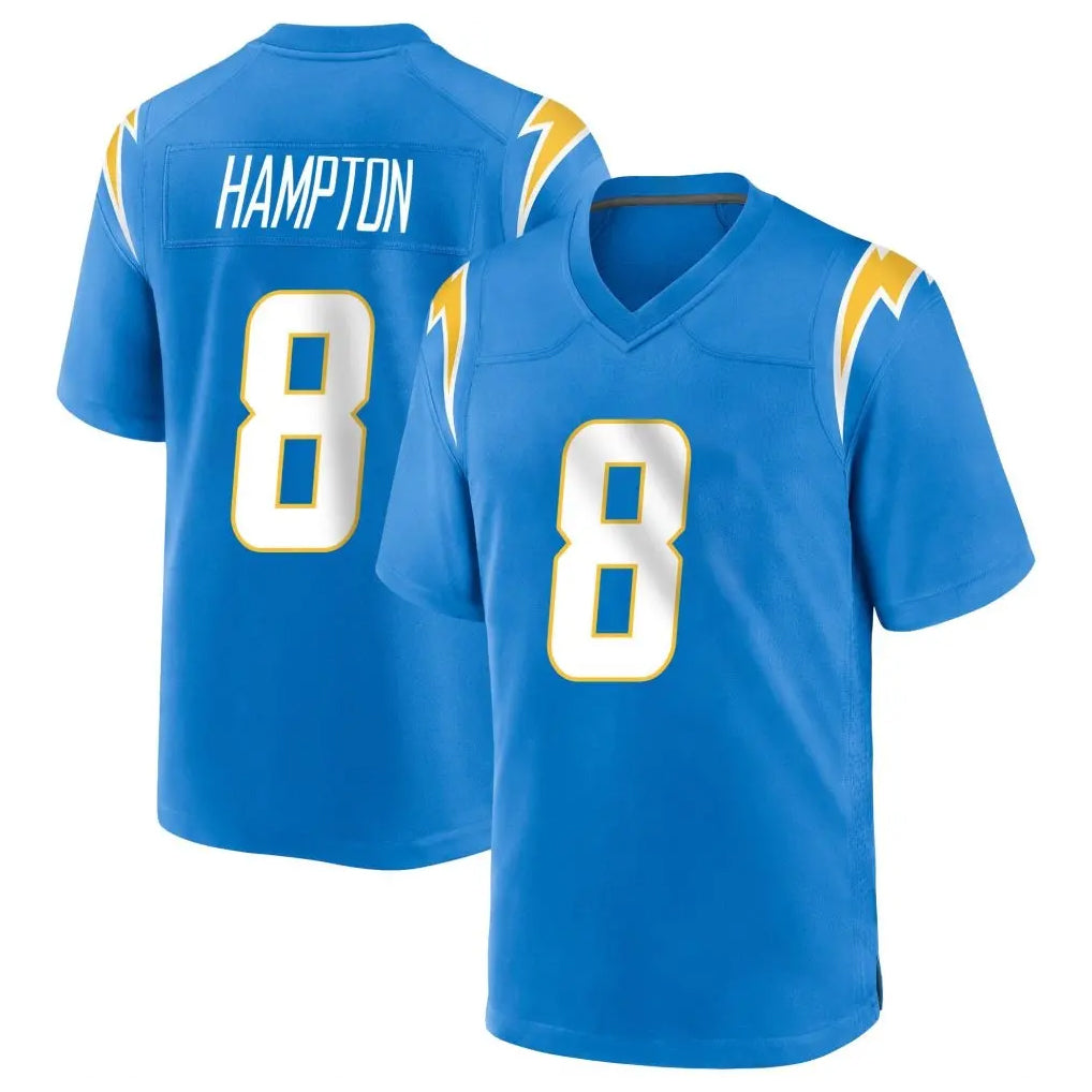 Yuxns LA.Chargers #8 Omarion Hampton Player Blue Home Game Stitched Jerseys
