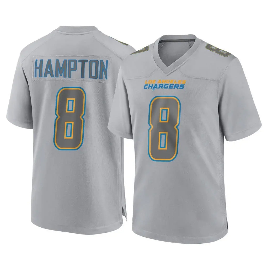 Yuxns LA.Chargers #8 Omarion Hampton Player Gray Atmosphere Fashion Home Game Stitched Jerseys