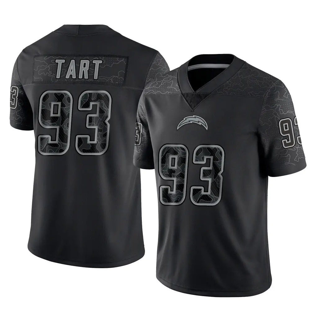 Yuxns LA.Chargers #93 Teair Tart Player Black Limited Reflective Home Game Stitched Jerseys