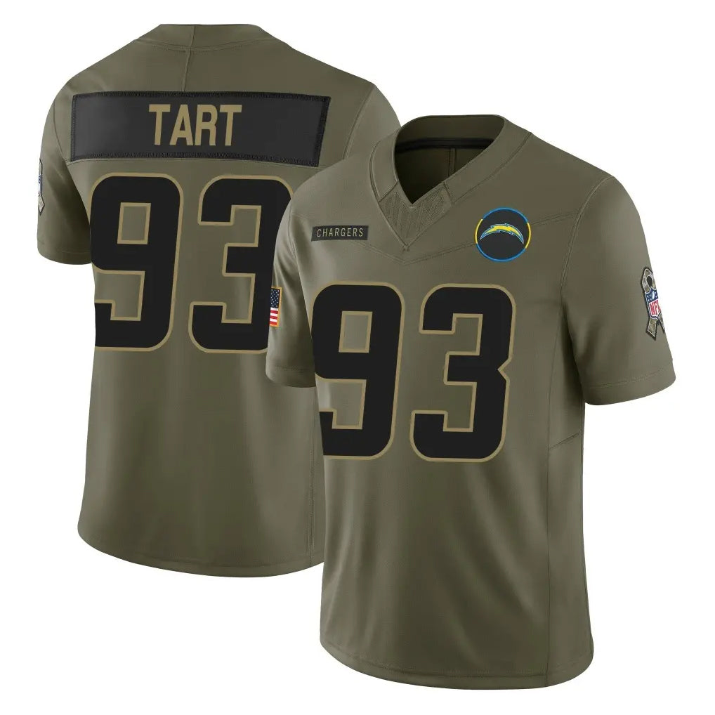 Yuxns LA.Chargers #93 Teair Tart Player Olive 2025 Salute To Service Limited Game Stitched Jerseys