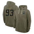 Yuxns LA.Chargers #93 Teair Tart Player Olive Salute to Service Pullover Hoodies Limited Stitched Jerseys