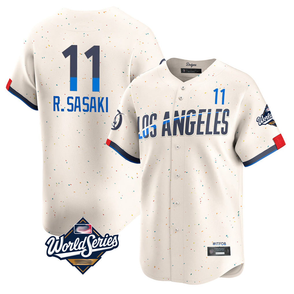 Yuxns LA.Dodgers #11 Roki Sasaki Player Cream World Series City Connect Limited Home Stitched Jerseys