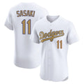 Yuxns LA.Dodgers #11 Roki Sasaki Player Gold Limited Elite Home Stitched Jerseys