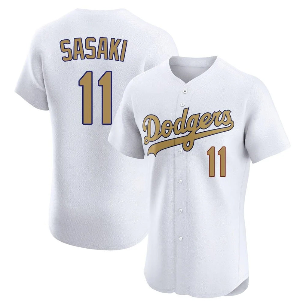 Yuxns LA.Dodgers #11 Roki Sasaki Player Gold Limited Elite Home Stitched Jerseys