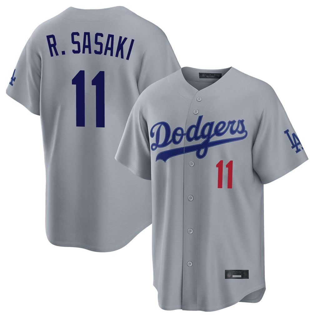 Yuxns LA.Dodgers #11 Roki Sasaki Player Gray Game Home Stitched Jerseys