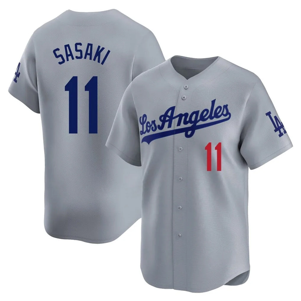 Yuxns LA.Dodgers #11 Roki Sasaki Player Gray Limited Home Stitched Jerseys