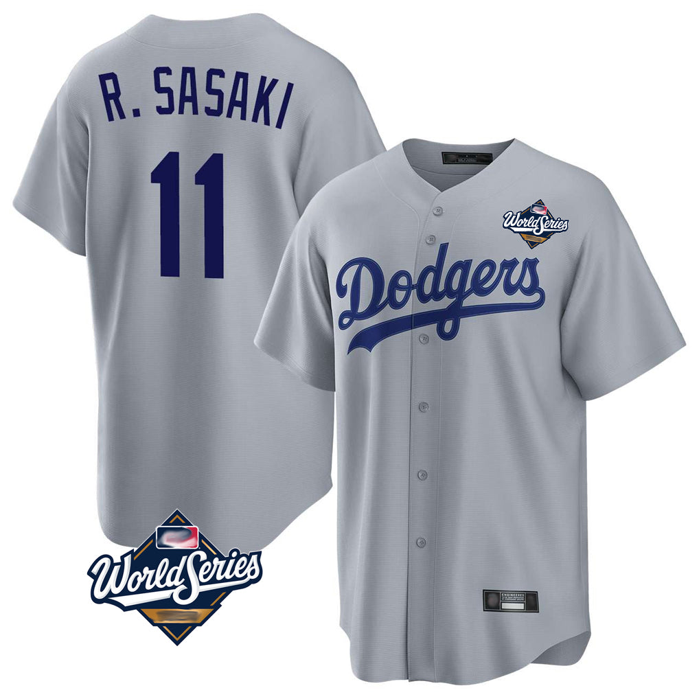 Yuxns LA.Dodgers #11 Roki Sasaki Player Gray World Series Game Stitched Jerseys
