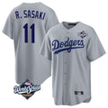 Yuxns LA.Dodgers #11 Roki Sasaki Player Gray World Series Game Stitched Jerseys