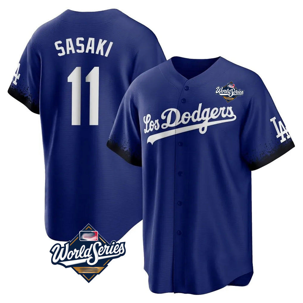 Yuxns LA.Dodgers #11 Roki Sasaki Player Royal World Series City Connect Home Game Stitched Jerseys