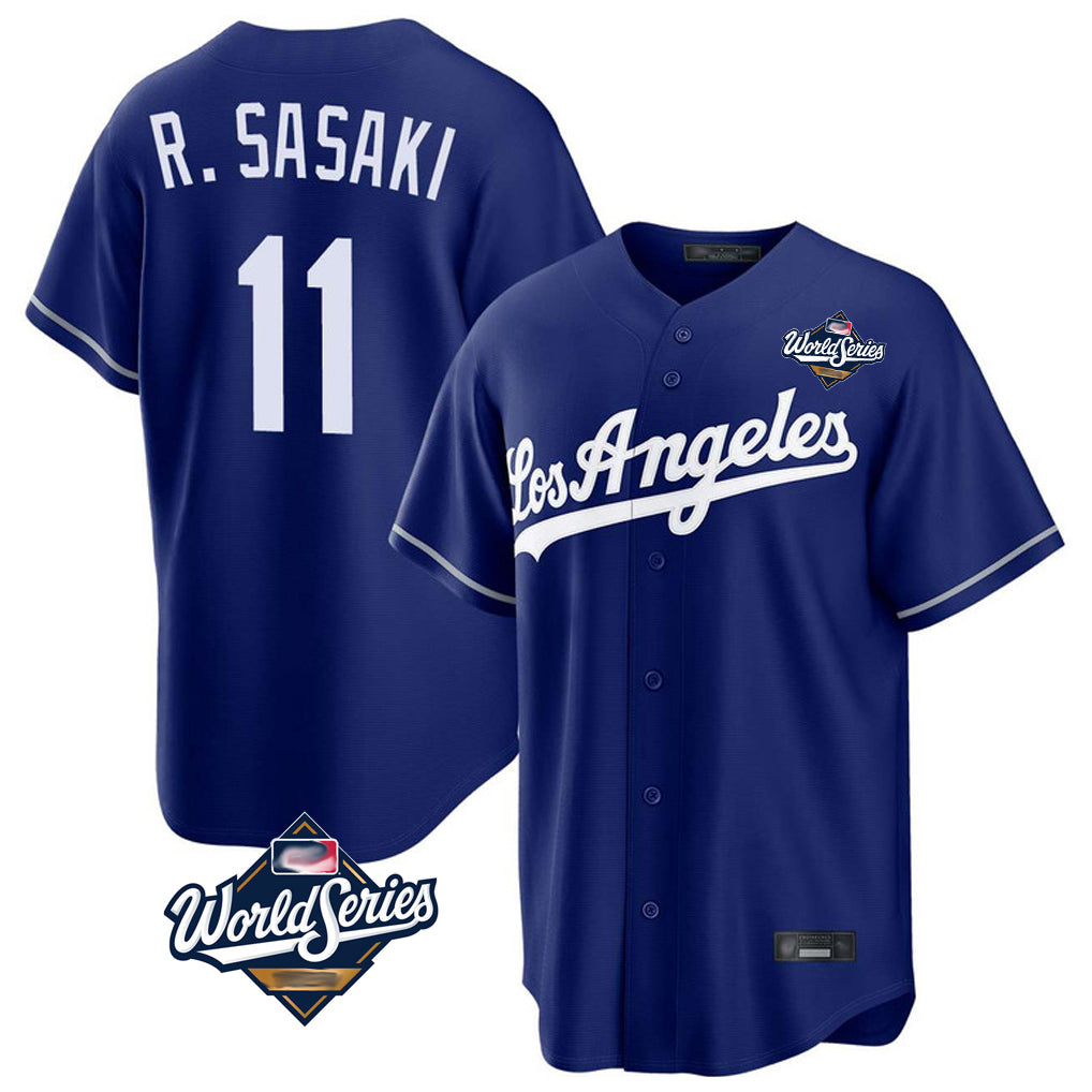 Yuxns LA.Dodgers #11 Roki Sasaki Player Royal World Series Game Stitched Jerseys