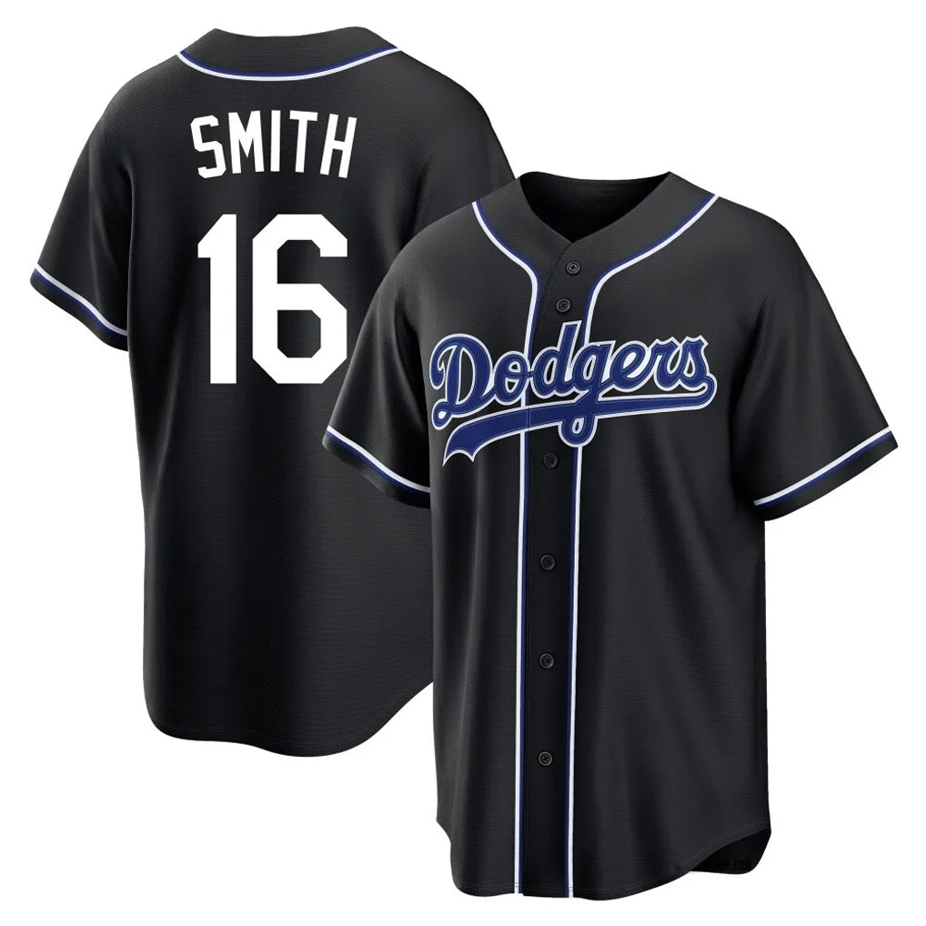Yuxns LA.Dodgers #16 Will Smith Player Black Carbon Limited Home Stitched Jerseys