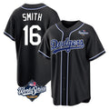 Yuxns LA.Dodgers #16 Will Smith Player Black World Series Carbon Limited Home Stitched Jerseys