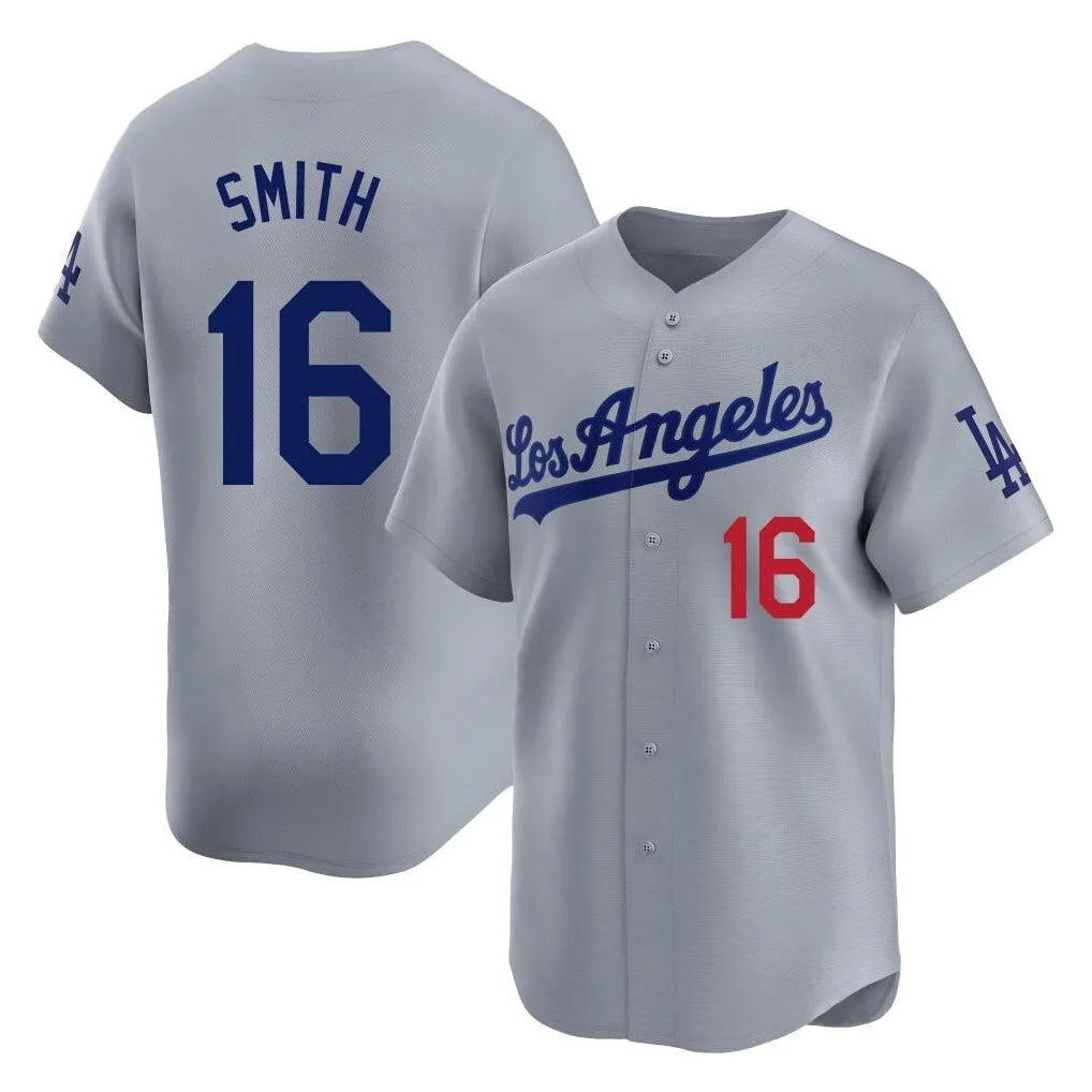 Yuxns LA.Dodgers #16 Will Smith Player Gray Limited Home Stitched Jerseys