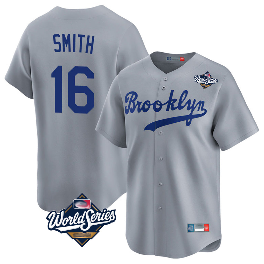 Yuxns LA.Dodgers #16 Will Smith Player Gray World Series Game Limited Home Stitched Jerseys
