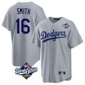 Yuxns LA.Dodgers #16 Will Smith Player Gray World Series Game Stitched Jerseys