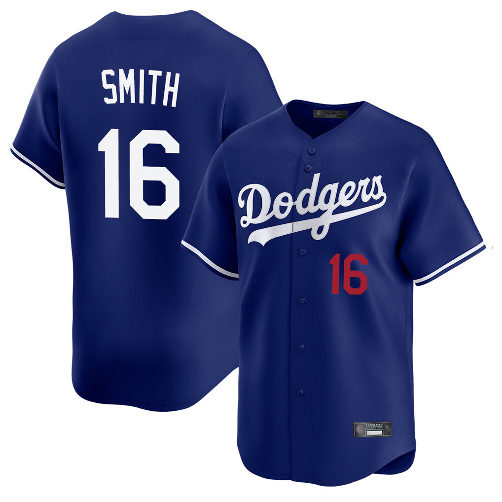 Yuxns LA.Dodgers #16 Will Smith Player Royal Limited Home Stitched Jerseys