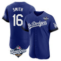 Yuxns LA.Dodgers #16 Will Smith Player Royal World Series City Connect Elite Home Stitched Jerseys