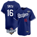 Yuxns LA.Dodgers #16 Will Smith Player Royal World Series Limited Home Stitched Jerseys