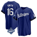 Yuxns LA.Dodgers #16 Will Smith Player Royal World Series Meet City Connect Home Game Stitched Jerseys