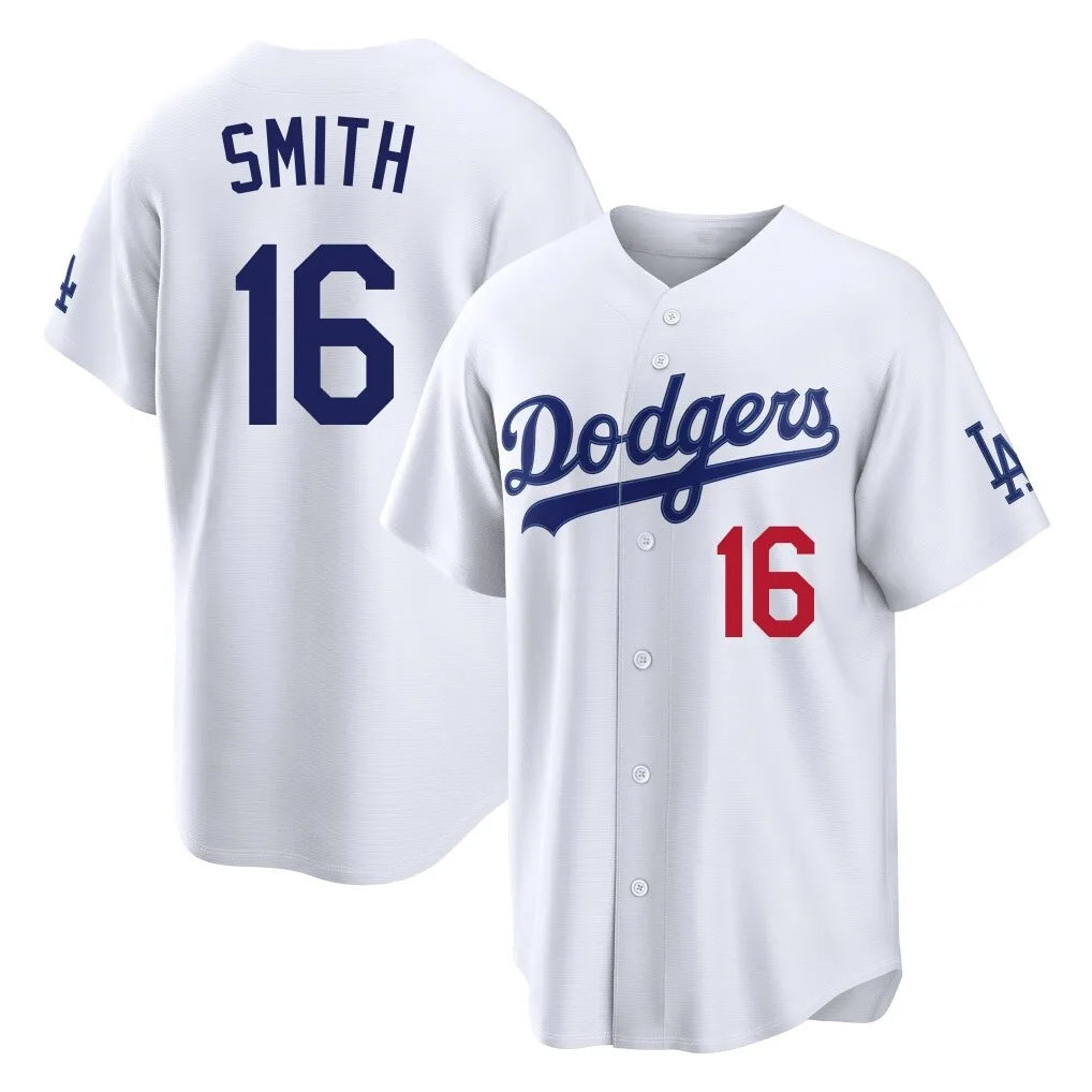 Yuxns LA.Dodgers #16 Will Smith Player White Home Game Stitched Jerseys