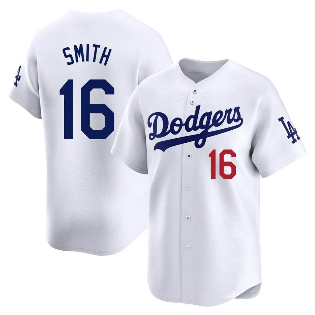 Yuxns LA.Dodgers #16 Will Smith Player White Limited Home Stitched Jerseys