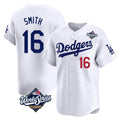 Yuxns LA.Dodgers #16 Will Smith Player White World Series Limited Home Stitched Jerseys