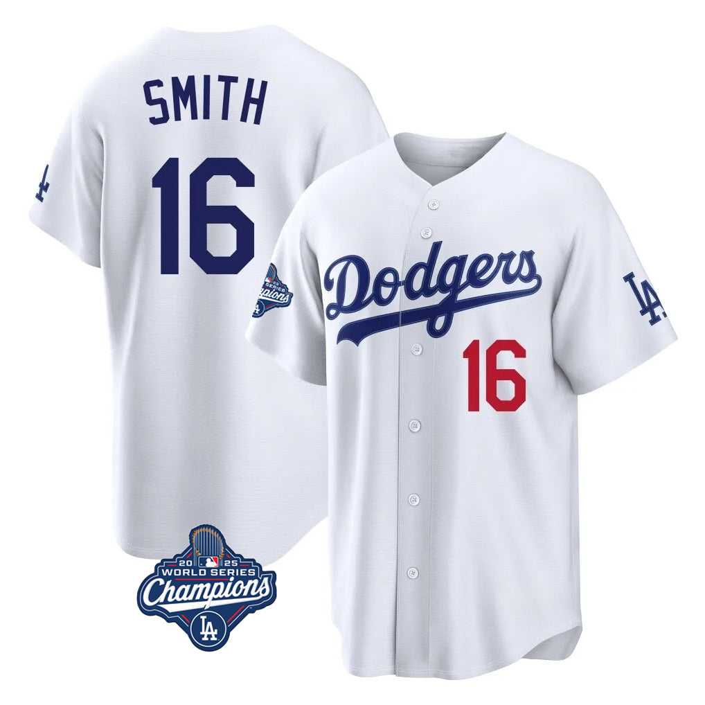 Yuxns LA.Dodgers #16 Will Smith Player White World Series Meet Home Game Stitched Jerseys