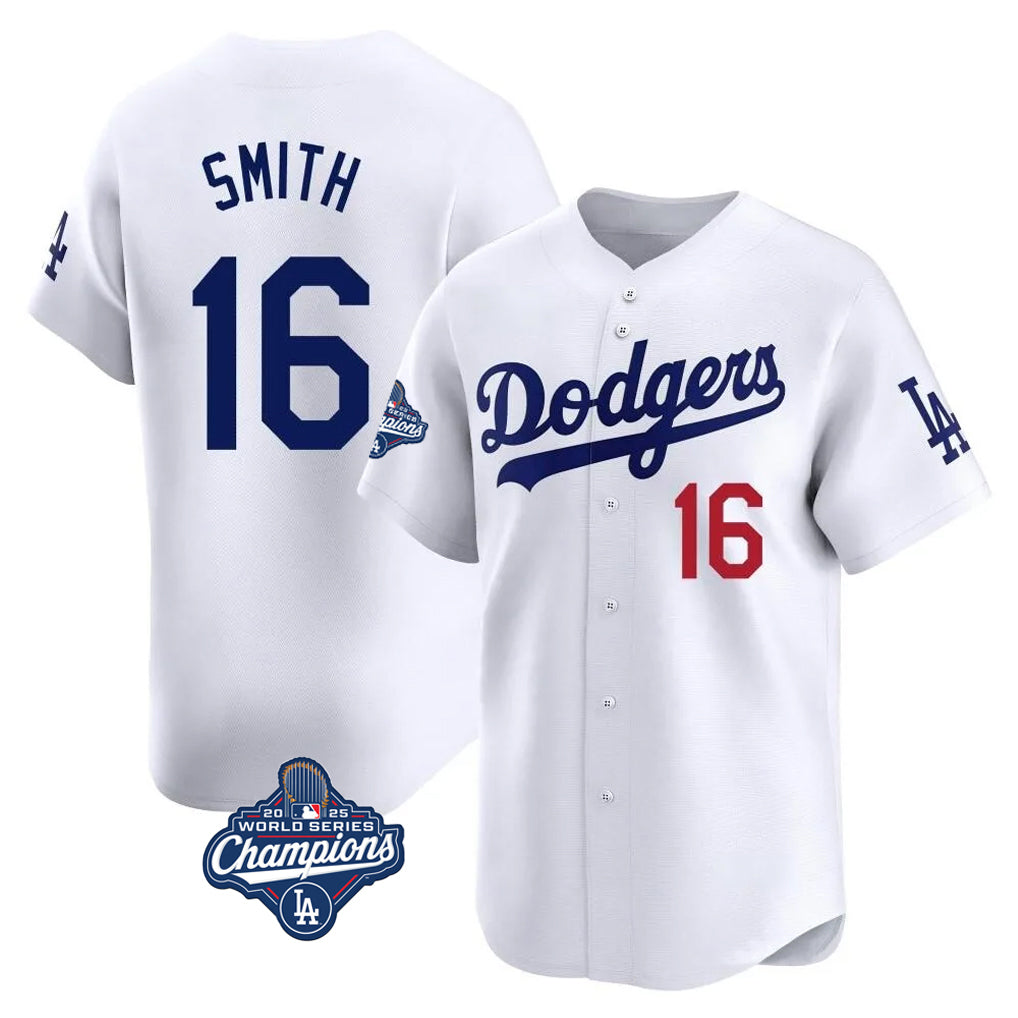 Yuxns LA.Dodgers #16 Will Smith Player White World Series Meet Limited Home Stitched Jerseys