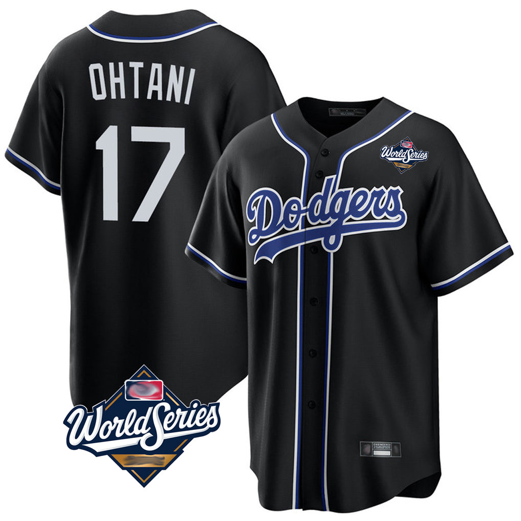 Yuxns LA.Dodgers #17 Shohei Ohtani Player Black World Series Carbon Limited Home Stitched Jerseys