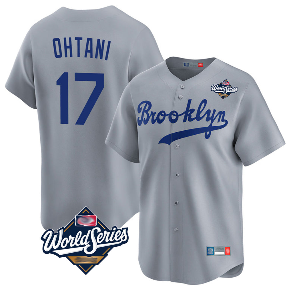 Yuxns LA.Dodgers #17 Shohei Ohtani Player Gray World Series Game Limited Home Stitched Jerseys