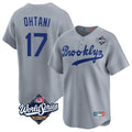 Yuxns LA.Dodgers #17 Shohei Ohtani Player Gray World Series Game Limited Home Stitched Jerseys
