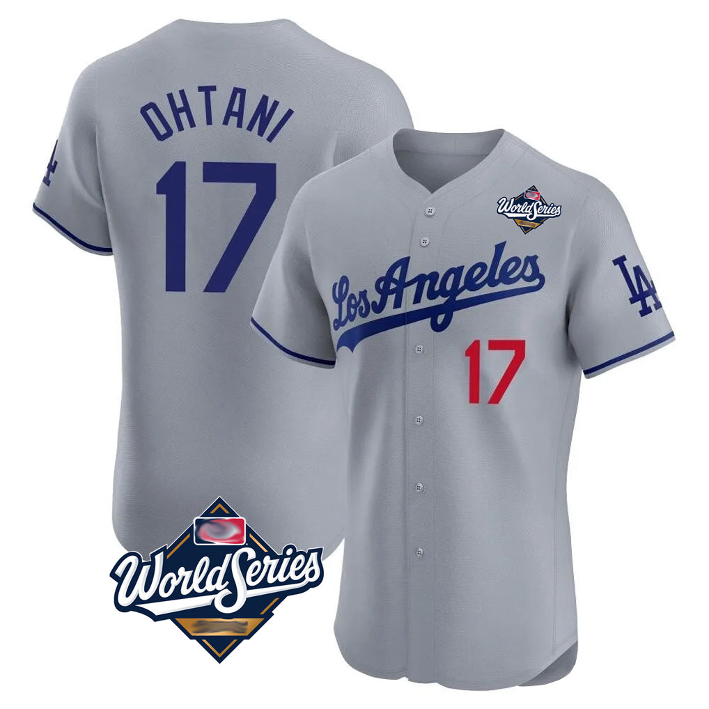 Yuxns LA.Dodgers #17 Shohei Ohtani Player Gray World Series Limited Elite Home Stitched Jerseys