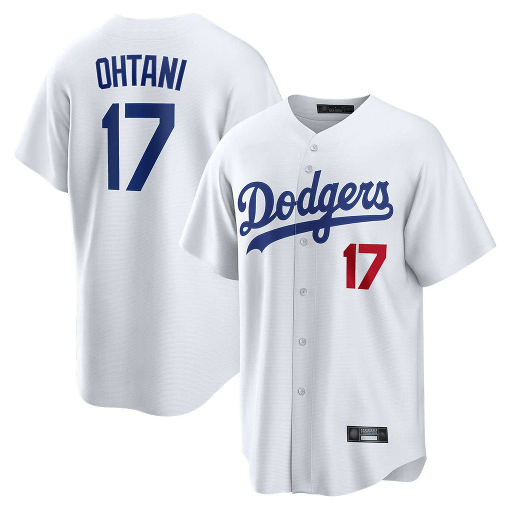 Yuxns LA.Dodgers #17 Shohei Ohtani Player White Limited Elite Home Stitched Jerseys